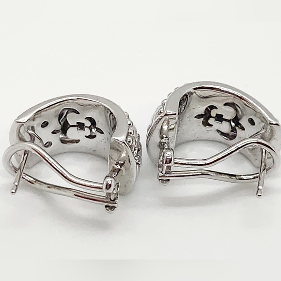 Judith Ripka Sterling Silver Earrings Chunky Wide Half Hoop Huggie Cable Classic - Picture 2 of 8